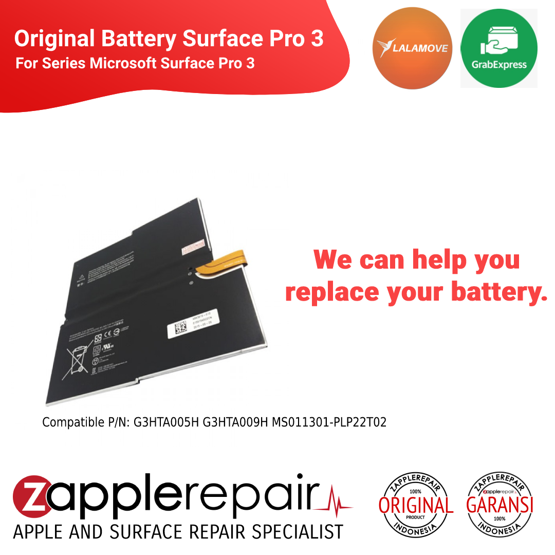 Original Surface Pro 3 Battery Compatible P/N: G3HTA005H G3HTA009H MS011301-PLP22T02